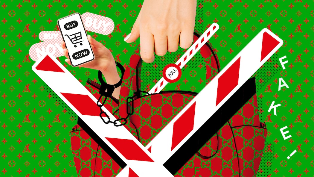 Das passiert, wenn Sie eine Fälschung gekauft haben Illustration: Handtasche wird von Zoll-Barrieren durchkreuzt - Luxusware zum Schnäppchenpreis stellt sich oft als Fälschung heraus. Das kann sehr teuer werden. So wehren Sie sich