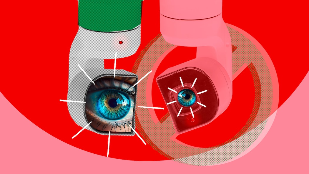 Kamera läuft – doch nicht überall ist das erlaubt Zwei Augen in zwei Kameragehäusen, die eine ist halbtransparent. Wann Videoaufnahmen erlaubt sind und wann nicht.