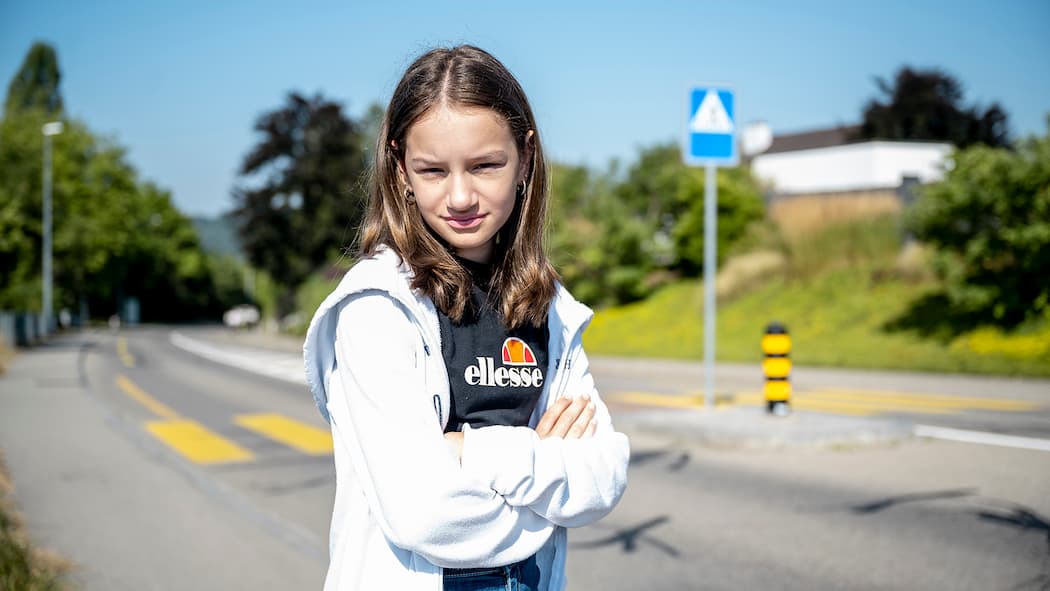 Der Schulweg ist kein Kinderspiel Annika Fischer am Unfallort in Frauenfeld/TG.