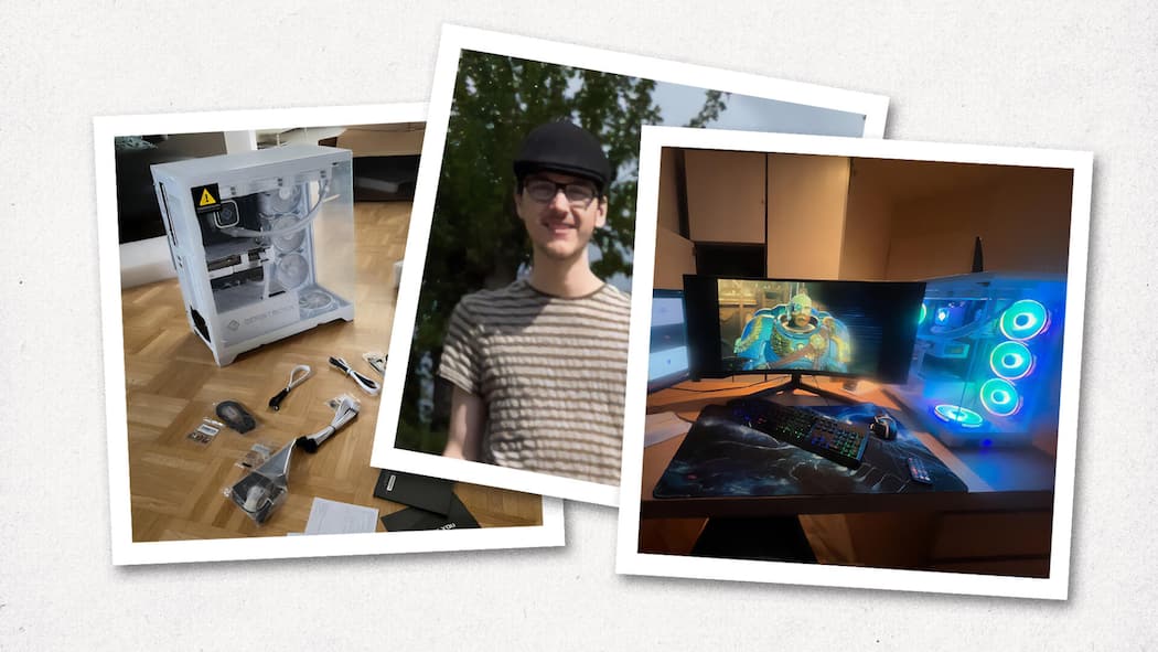 Händler verschrottet PC – Gamer verliert alle Daten Collage zum Thema AKTUA_Digitec erstellt am 1. JuliDigitec vernichtet Computer. v.l.n.r.- Boostbox Computer neu- Leon van Steijn- Der PC ist ein Gaming-Computer mit zwei Bildschirmen und auffälligem Plexglasgehäuse mit farbiger Beleuchtung