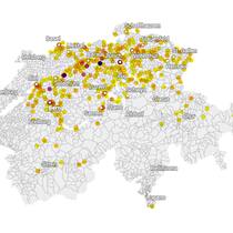 Hier wurden gefährliche Stellen auf Schulwegen gemeldet Grafische Darstellung, wo gefährliche Stellen gemeldet wurden.