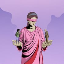 Die Jungen fürchten um ihre Zukunft Justizia hält eine Junge und einen Alten auf den Händen - Einst war Fortschritt Gewissheit, heute ist er Ansichtssache. Während die Jungen um ihr Portemonnaie und das Klima bangen, sorgen sich Ältere um Recht und Ordnung