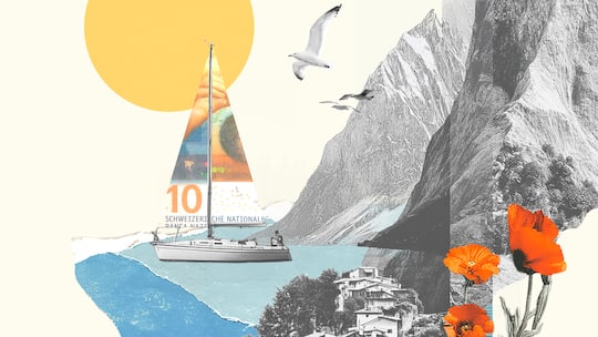 Collage mit Segelboot - Der Abgabetermin für die Steuererklärung rückt näher. Doch keine Sorge: Mit der Hilfe des Beobachters erledigen Sie die Steuern wie ein Profi