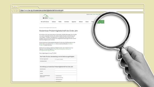 Bildschirmfoto HEV Thurgau - Der Hauseigentümerverband Thurgau verschenkt ungefragt Probe-Abos, die Hausbesitzer aktiv kündigen müssen